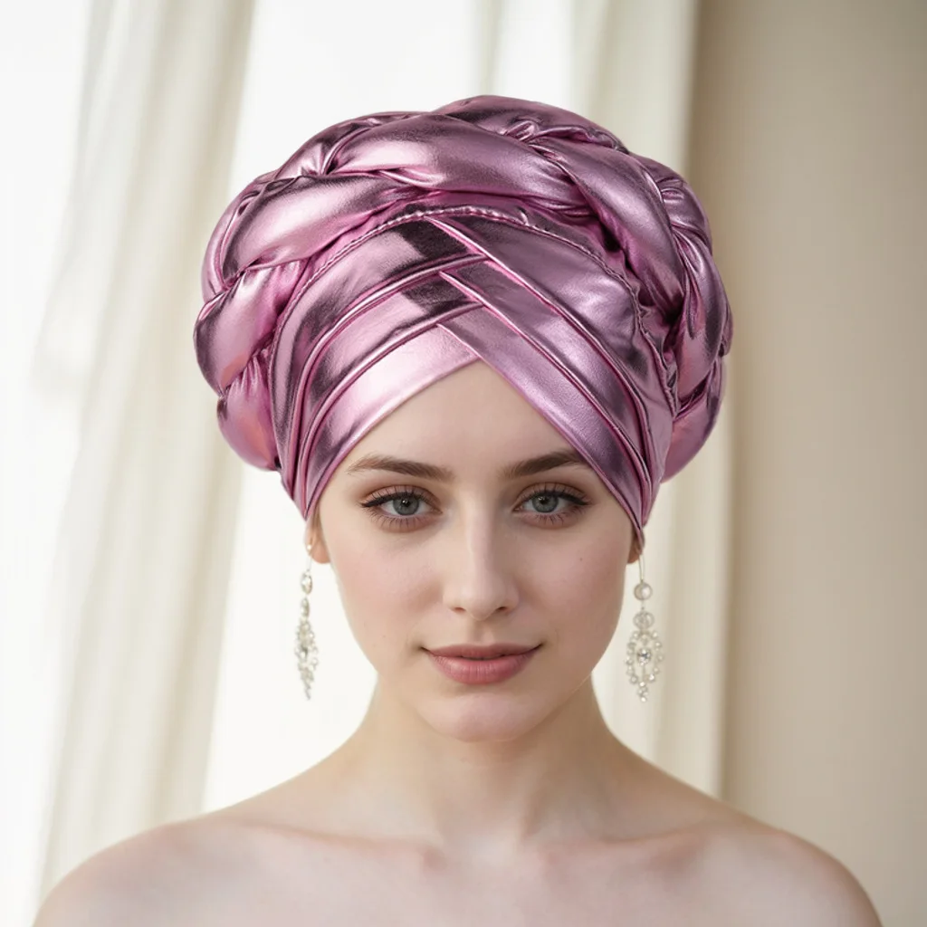 Turban Africain Enveloppé pour Femme, Hijab Musulman Arabe, Casquette, Coiffure, Sauna Africain, Chapeau Cravate, Accessoires pour Cheveux