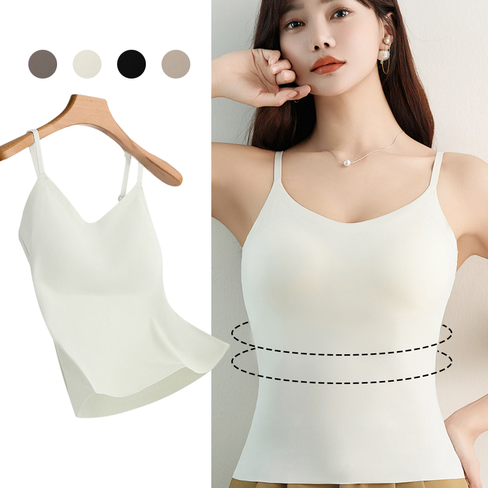 Débardeur long femme tendance à col en V, dos élégant, avec soutien-gorge intégré et bonnets fixes, pour l'été, à porter seul ou en sous-vêtement