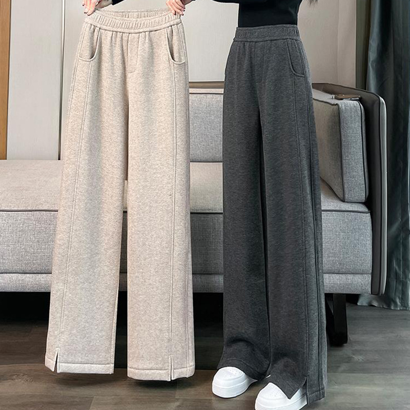 Pantalon à jambes larges taille haute coupe droite vente de trajet mode coréenne pantalon décontracté pour les femmes automne hiver