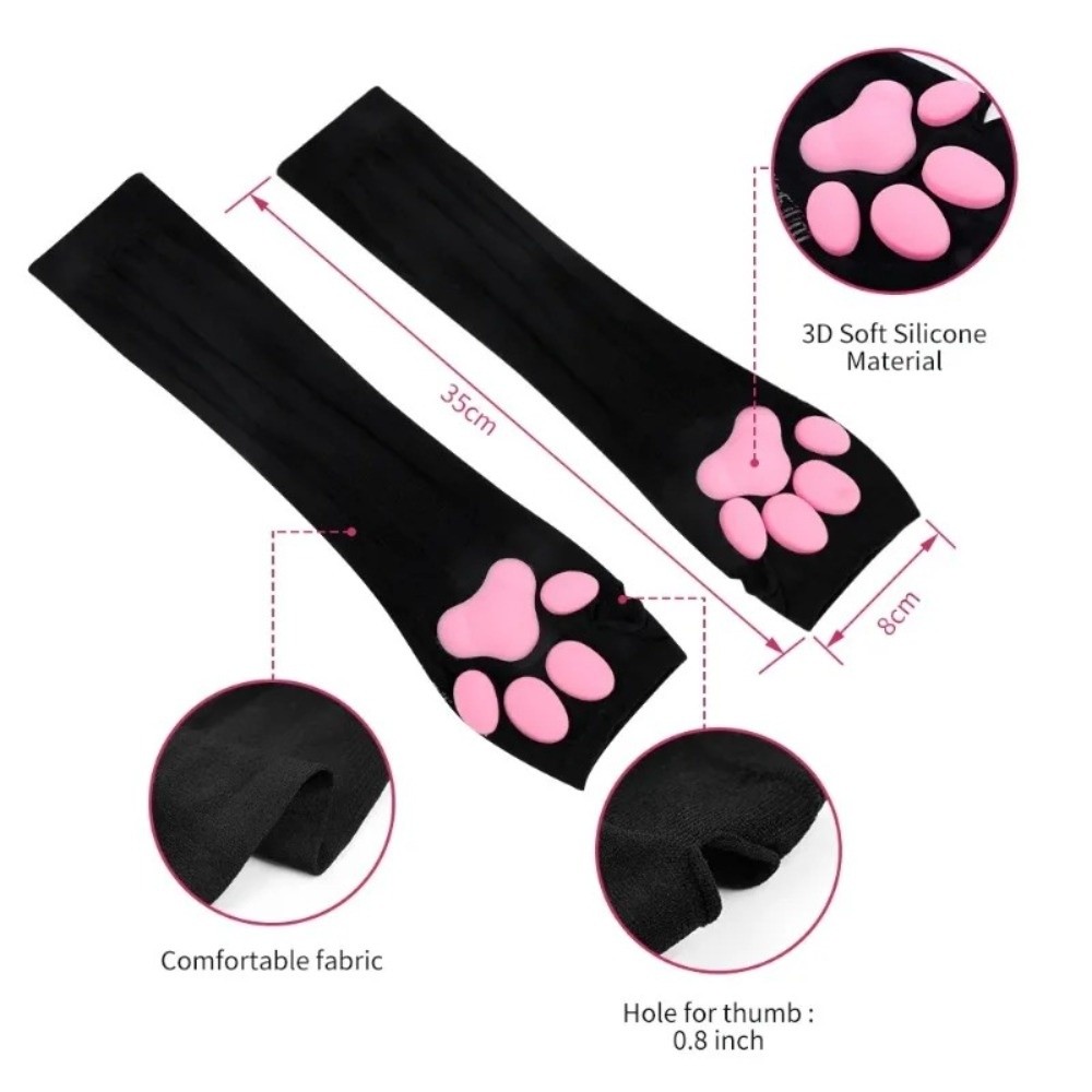 Manches de protection solaire 3D en soie glacée motif griffe de chat, anti-UV, absorbantes, rafraîchissantes, avec coussinets en silicone respirants pour les bras