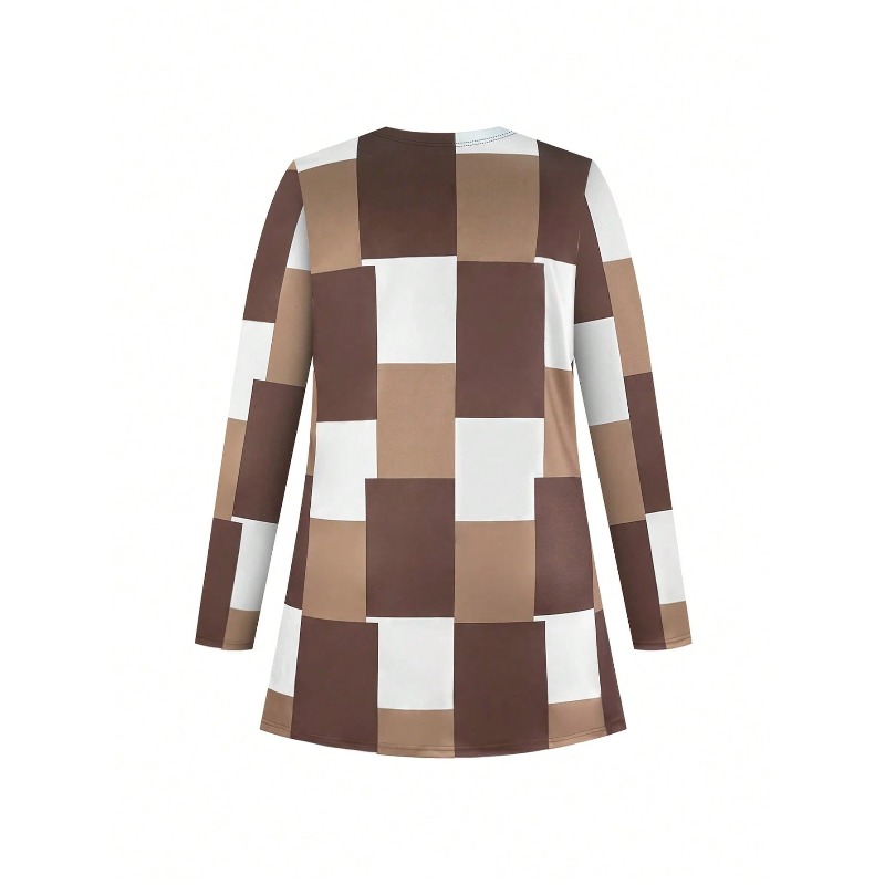 Grande taille nouvelles femmes trois pièces couleur bloquée imprimé ensemble à manches longues Cardigan & débardeur et pantalons longs femmes tenue ensembles