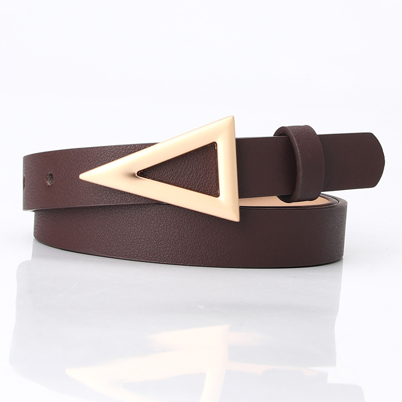 Ceinture fine en cuir de 1,8 cm pour femme, avec boucle à pression triangulaire argentée, ceinture décorative pour femme, ceinture fine pour femme
