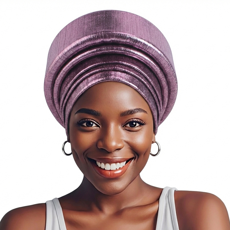 Nouveau turban africain, foulard africain multi-couches en éponge, chapeau foulard plissé brillant, couvre-chef tendance