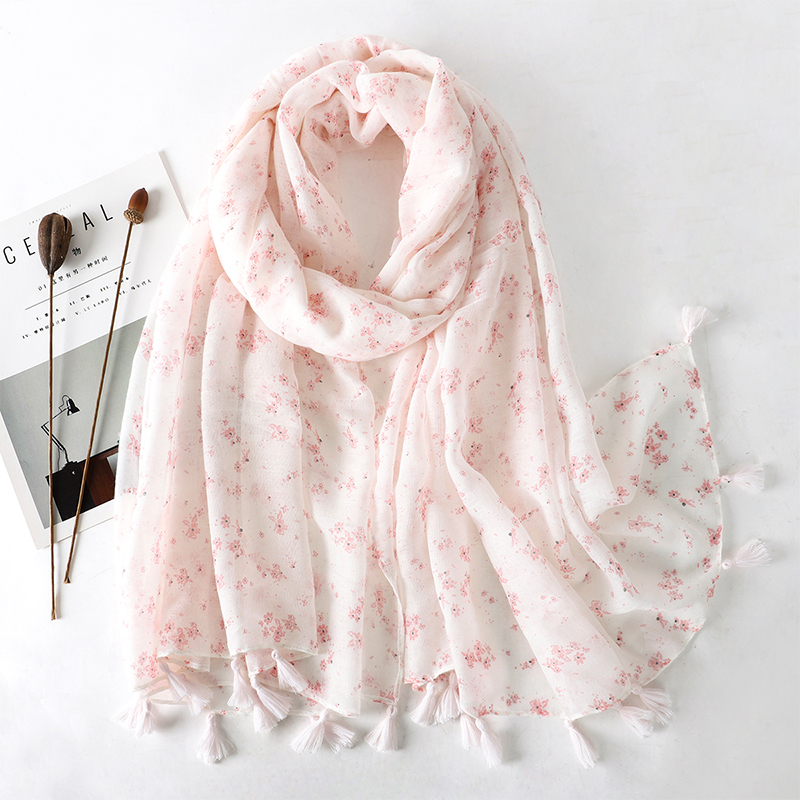 Écharpe en coton de marque de luxe pour femme, grand châle design, hijab, foulards à pampilles imprimées, étole de plage pour femme, foulard silencieux, nouveau