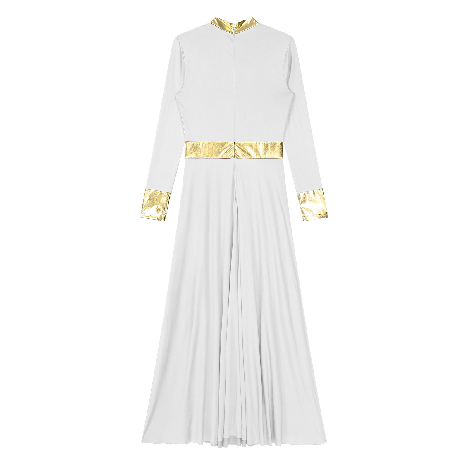 Robe de danse liturgique à manches longues pour femmes, robe de louange, vêtements de danse d'église, robe de chorale, documents brillants métalliques, nuit
