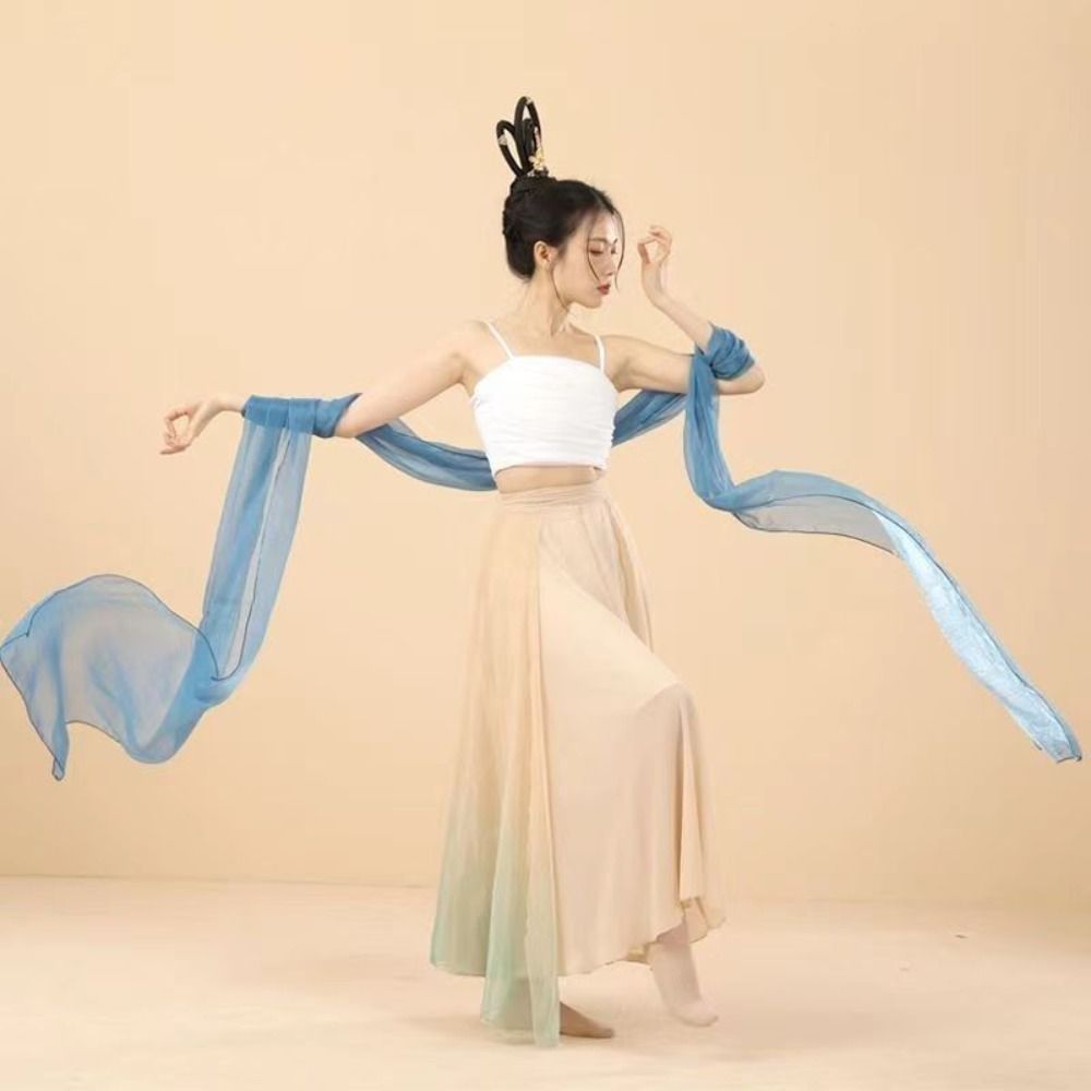 Ruban de danse chinoise classique en mousseline, style traditionnel, pour costume d'opéra, étoffe éthérée, long châle Hanfu
