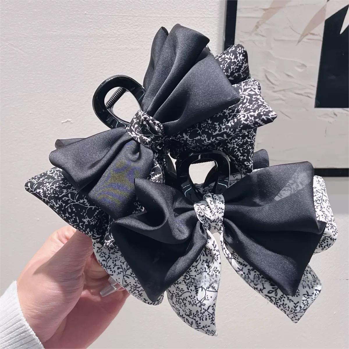 Accessoires de cheveux à Clip pour femmes, nœud Floral en Satin d'épissure Simple de haute qualité, à la mode