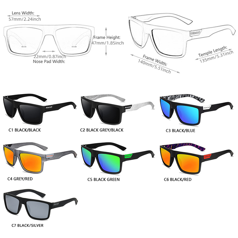 Lunettes de soleil polarisées noires tendance pour hommes et femmes, lunettes de soleil carrées classiques pour hommes, lunettes de soleil élégantes pour la conduite en plein air, la pêche, les sports, protection UV400