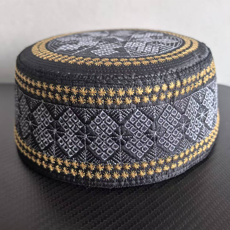 Chapeaux de prière musulmans brodés en coton pour hommes, Kippa islamique du Ramadan, Chapeau Homme, Foulard arabe, Topkippot, Turban, Casquette Saoudienne et des Émirats Arabes Unis