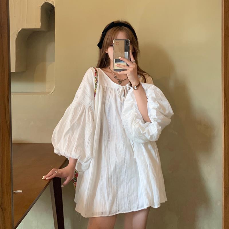 Chemisier coréen élégant et décontracté pour femme, col en V, à lacets, manches longues, style jeune et tendance, printemps-automne