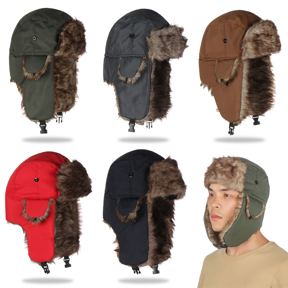 Chapeaux de trappeur pour hommes et femmes, Ushanka russe, chapeau chaud d'hiver en fourrure avec cache-oreilles, pour sports de plein air, ski, chasse, pêche, casquette en peluche