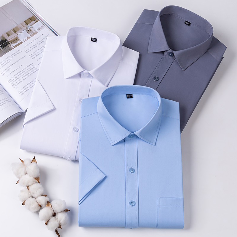 Chemise professionnelle à manches courtes pour homme, tenue décontractée, grande taille, 4XL, 5XL, 6XL, 7XL, 8XL, blanc, bleu, noir, été