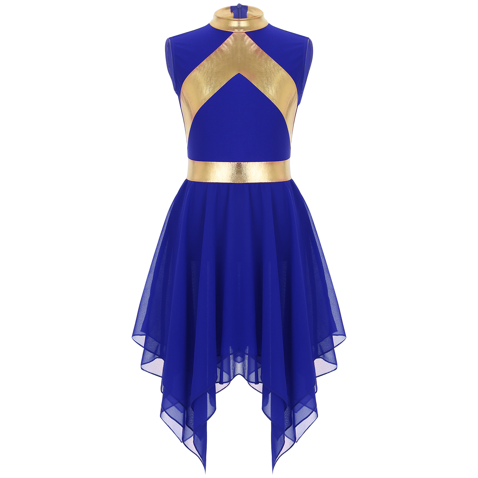 Robe de danse lyrique liturgique pour enfants filles, robe de louange métallique Colorblock, Costume de célébration du culte du esprit