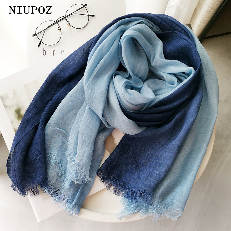Foulard Long en coton pour femme, élégant, châle, Bandana, Hijab, couleur dégradée, 90x190cm, hiver