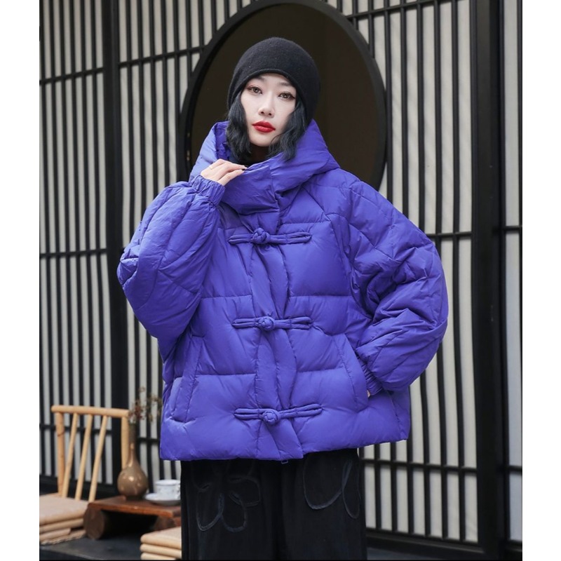 La nouvelle doudoune d'hiver pour femmes, courte à capuche, avec boucles épaisses de Style ethnique, manteau chaud et ample en duvet de canard blanc rétro