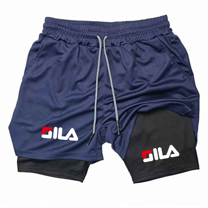 Shorts de sport pour hommes - Double couche à séchage rapide pour l'entraînement, évacuation de l'humidité et respirabilité, absorption de l'humidité double couche