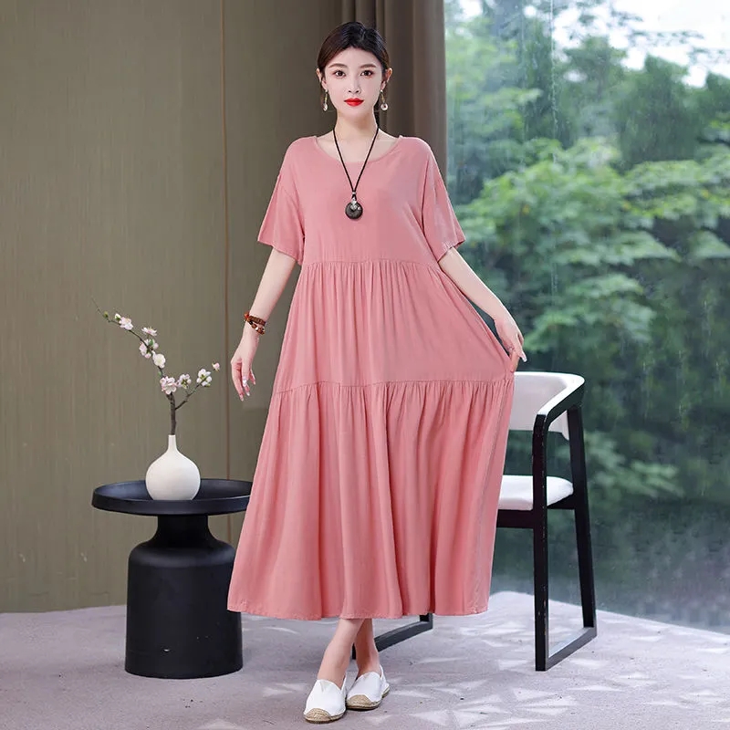 Injfur s-Robe longue en coton à imprimé floral pour femmes, grande taille 6XL, vêtements pour mères, robes maxi décontractées coréennes, été, nouveau