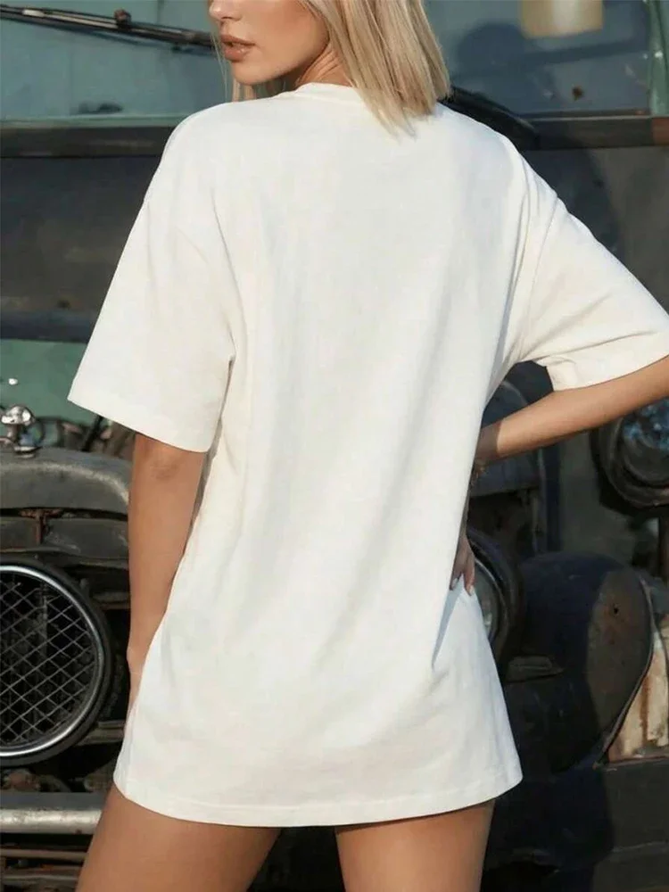 T-shirt oversize pour femme, été, décontracté, mode quotidienne, pur coton, manches courtes, haut 2026, confortable pour la maison et l'extérieur, doux, mignon, tailles S-3XL