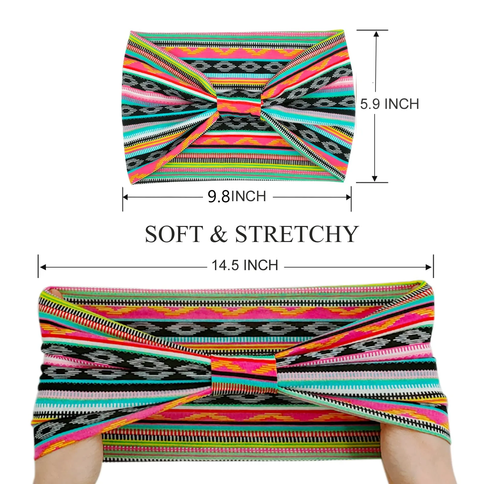 Grands bandeaux pour femmes à pois noués bandeau Turban Yoga entraînement bandeaux Boho Stretch coton Bandana cheveux accessoires
