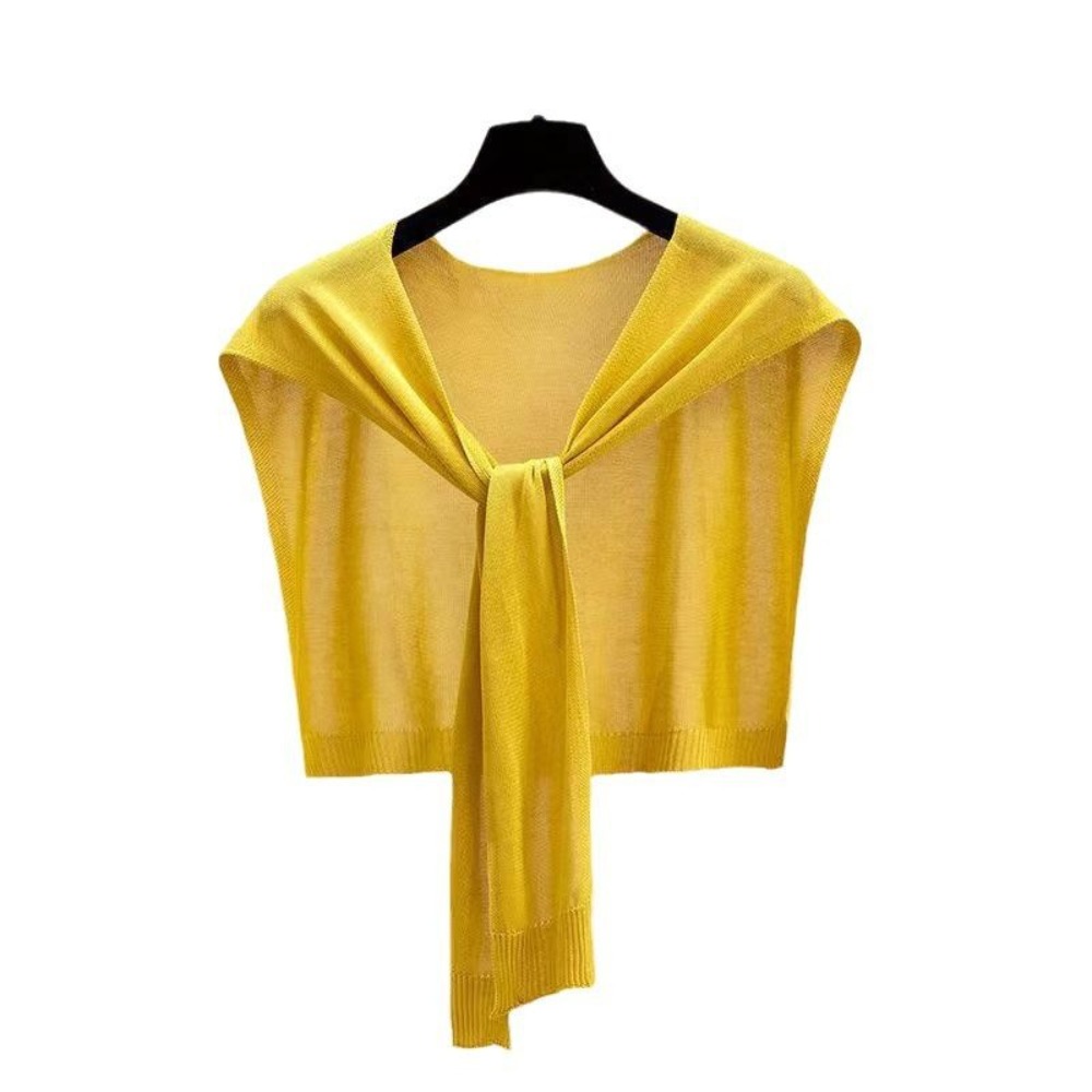 Châle fin en tricot tendance avec nœud, léger, écharpe climatiseuse, faux col, protège-cou pour femmes et filles