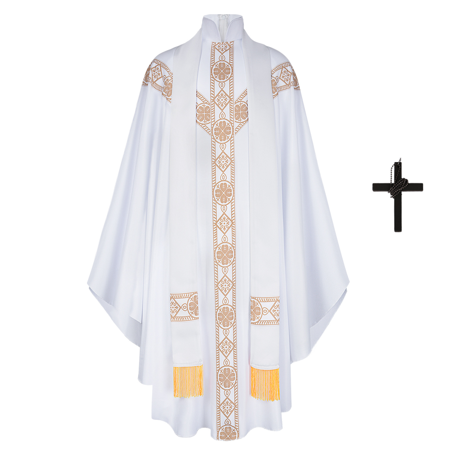 Chasubles de prêtre catholique avec étole et croix, vêtement liturgique traditionnel pour le père des communautés catholiques, robe de Messe, costume d'Halloween