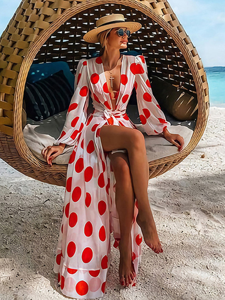 Femmes maillot De Bain couvrir manches caftan Plage tunique Robe Robe De Plage solide blanc coton paréo col haut vêtements De Plage