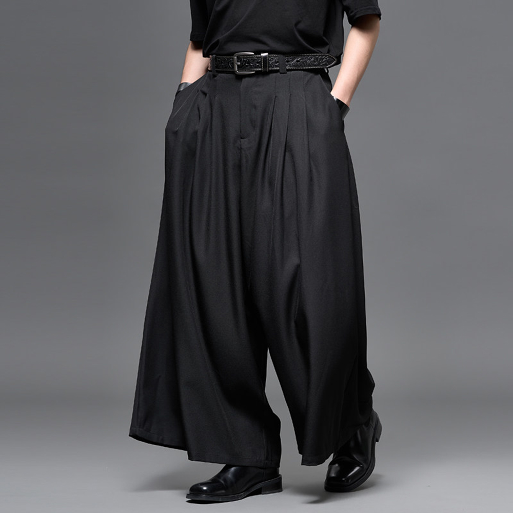 Pantalon large décontracté uni foncé pour homme, style streetwear japonais, mode jeune et urbaine, collection printemps 2026