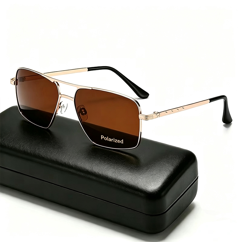 Lunettes de soleil polarisées carrées simples et tendance pour hommes et femmes, classiques, pour la conduite automobile, la pêche, lunettes de soleil en métal pour hommes et femmes