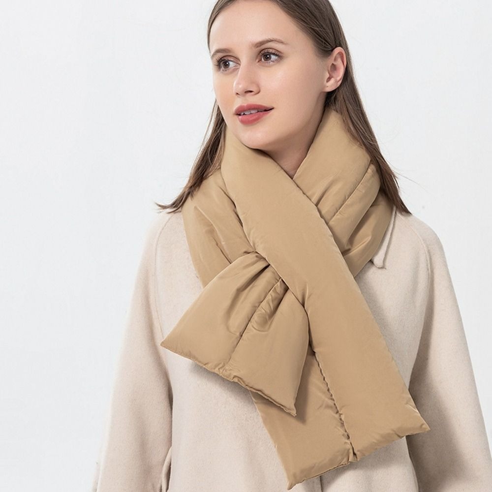Nouveau foulard d'hiver en coton coupe-vent épaissi anneau croisé foulards chaud Camping vers le bas coton écharpe femmes hommes