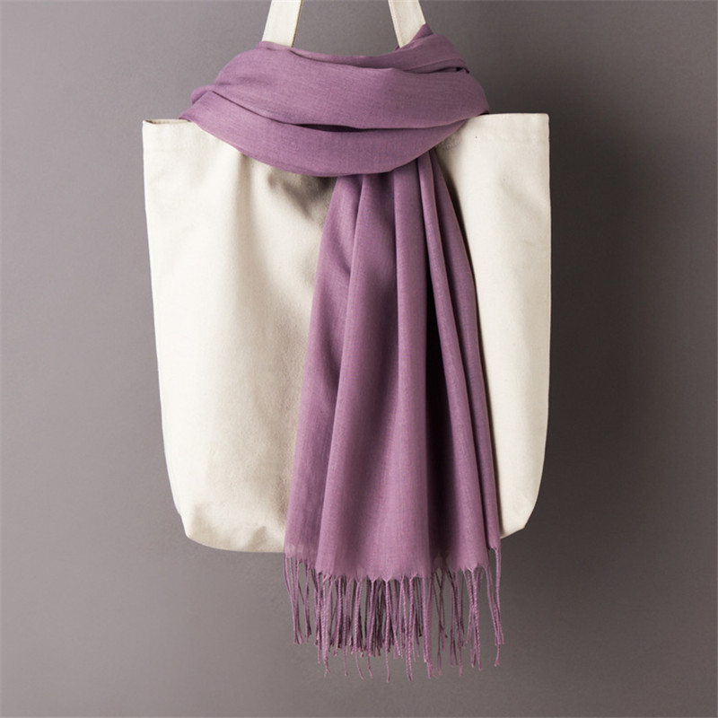 Mode femmes écharpe mince châles couleur unie femmes écharpe hiver Hijabs glands Long cachemire comme Pashmina Hijabs foulards enveloppes