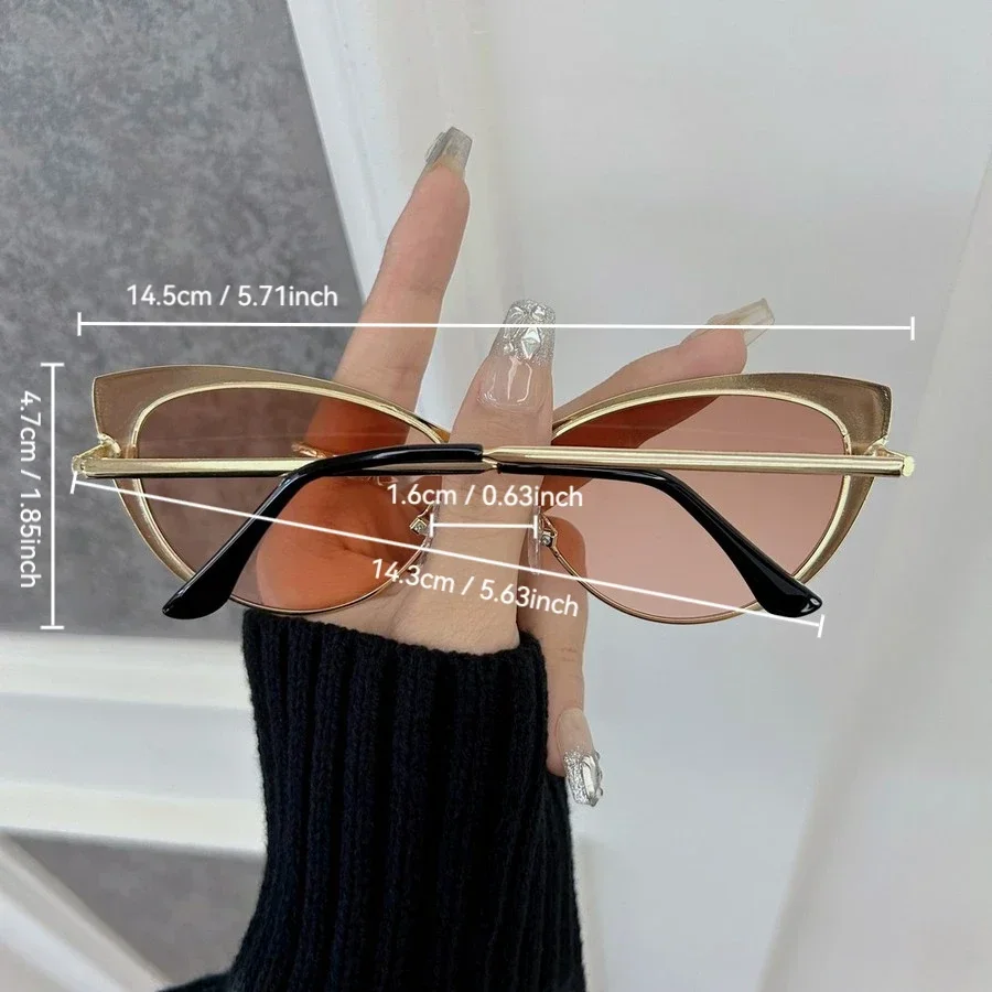 Lunettes de soleil tendance œil de chat pour femmes et hommes, monture métallique, verres colorés, marque de mode, Oculos De Sol