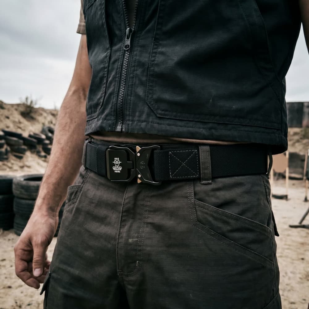 Nouvelle ceinture tactique à boucle à dégagement rapide, ceinture élastique décontractée pour l'entraînement, ceinture pour pantalon homme