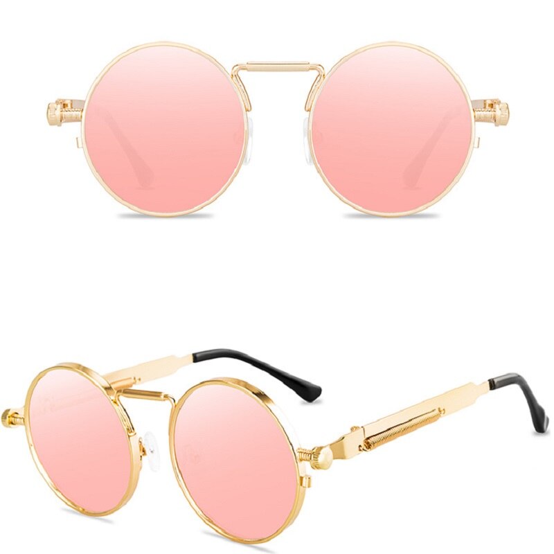 Rétro Hommes Punk Style lunettes de Soleil Coloré Rond En Métal Cadre Femmes Mode lunettes de Soleil Uv400 2023