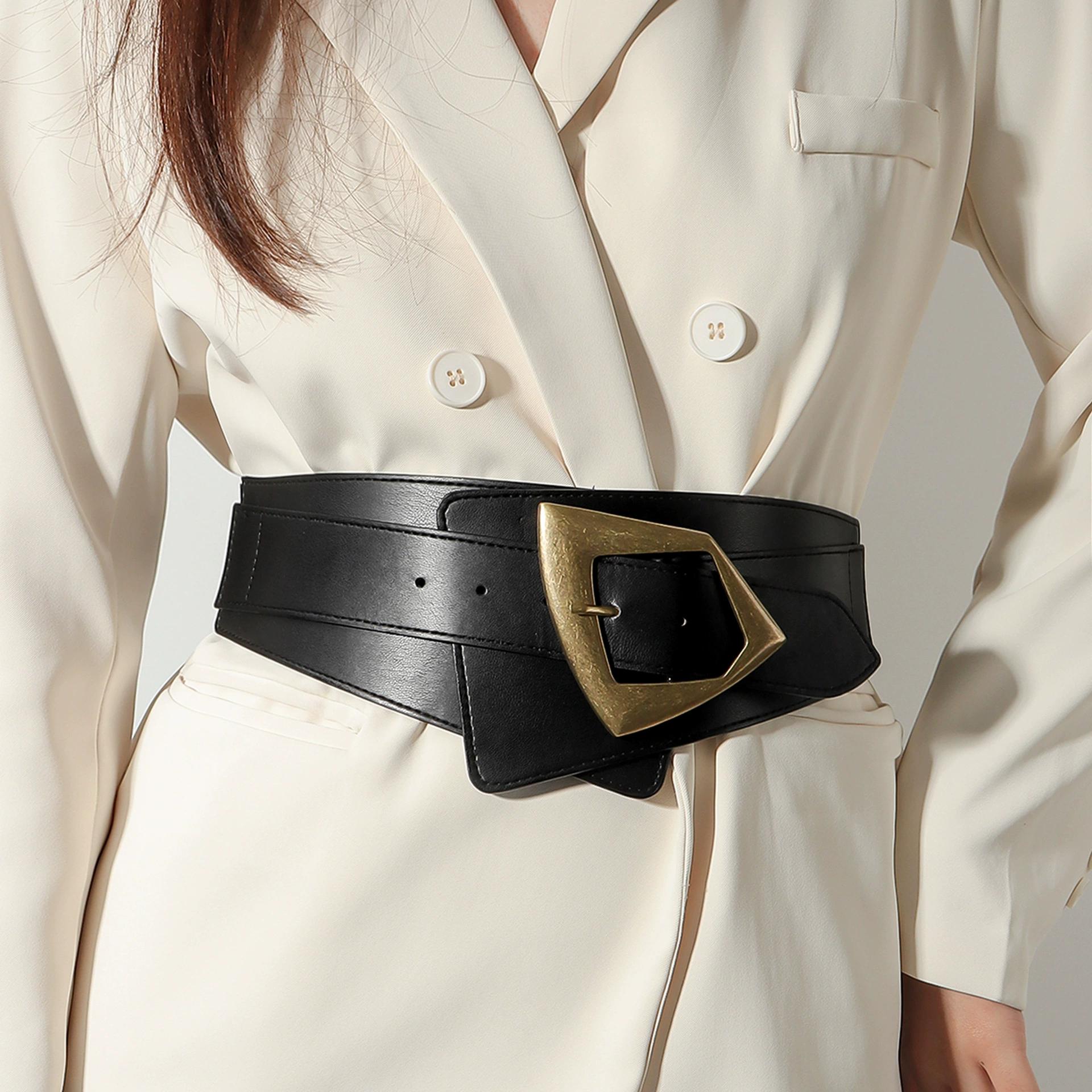 Ceinture élastique vintage pour femme – Ceinture noire tendance pour robe, manteau, pull, costume, décontracté/formel/de soirée