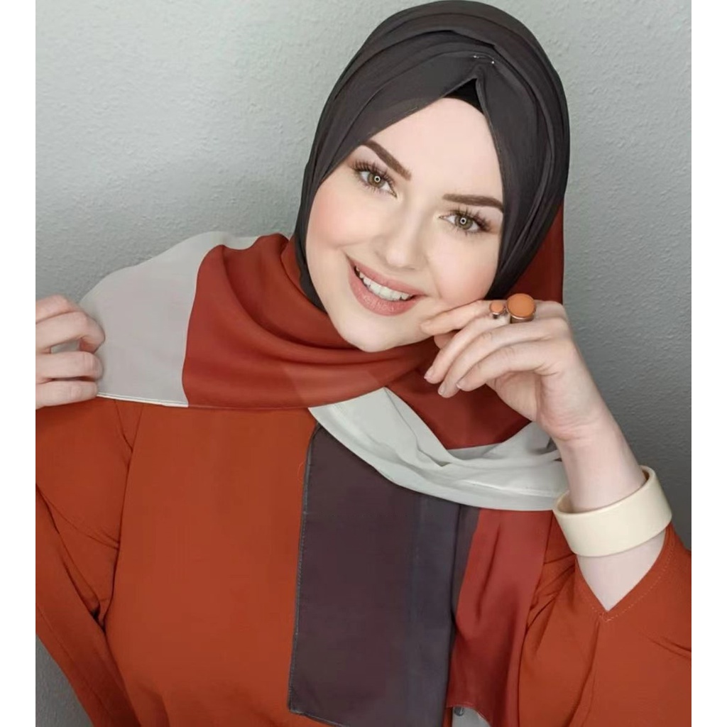 Écharpe Islamique de Luxe en Mousseline de Soie pour Femme, Hijab Bleu, Abaya en Jersey, Robe Musulmane, Turbans, Tête Instantanée, Ronde