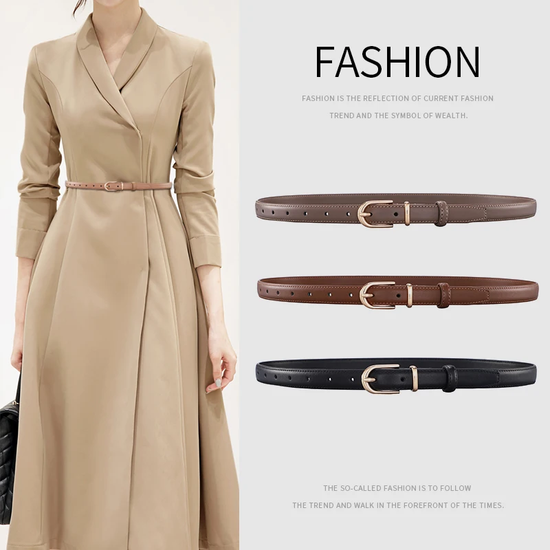 Ceinture en cuir fin pour femmes, boucle en alliage personnalisée, Simple, mode, haute qualité, ceinture décorative avec manteau en jean