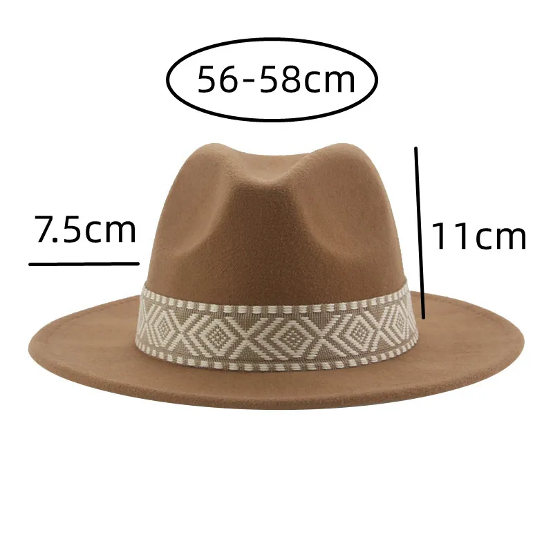 Panama chapeau Western Cowboy chapeaux pour femmes solide grand bord décontracté Fedoras hommes femmes Camel noir blanc feutré chapeau Sombreros Gorras