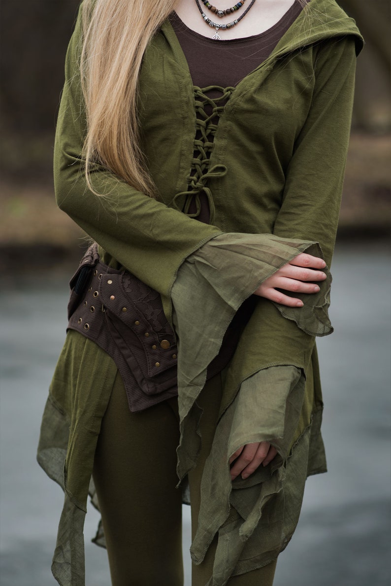 Cape d'elfe enchantée Cape de lutin Costume de fée Cape verte forêt robe médiévale tenue de fée elfe Cosplay fantaisie Halloween