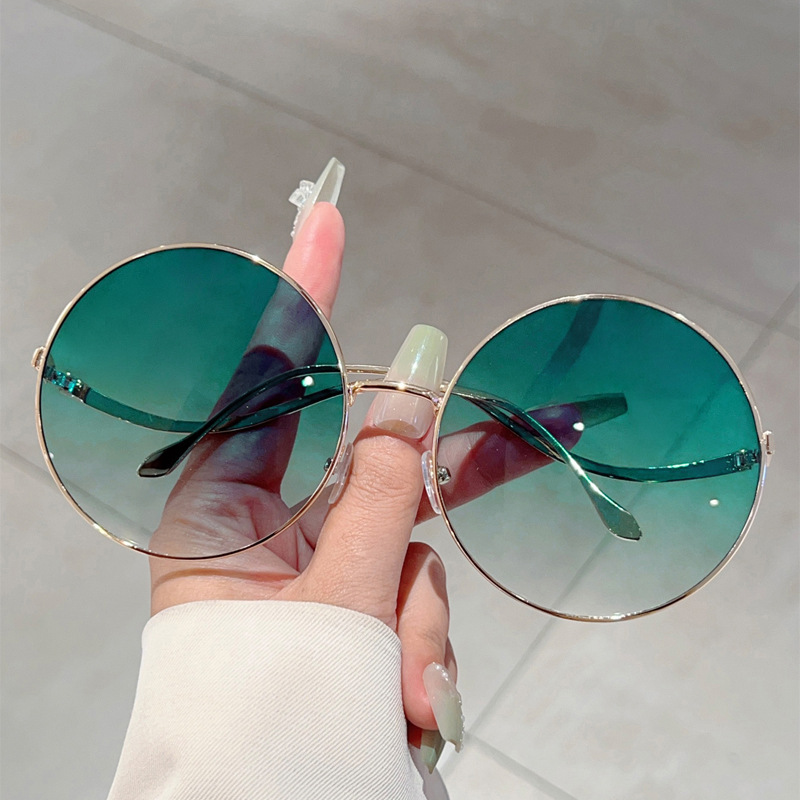 Lunettes de soleil rondes surdimensionnées pour femmes, nouvelle mode Vintage dégradé, rétro, tendance, luxe, Design élégant