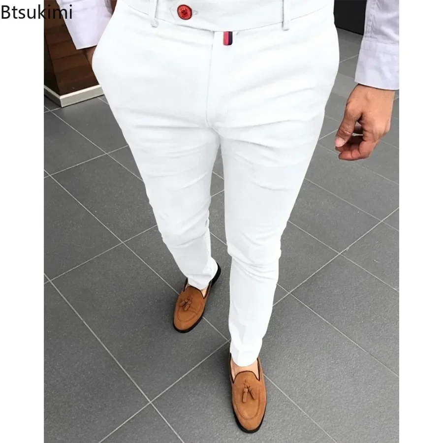 Pantalon décontracté pour hommes, mode quotidienne, formel, taille haute, Slim, solide, polyvalent, petits pieds, quatre saisons, 2026