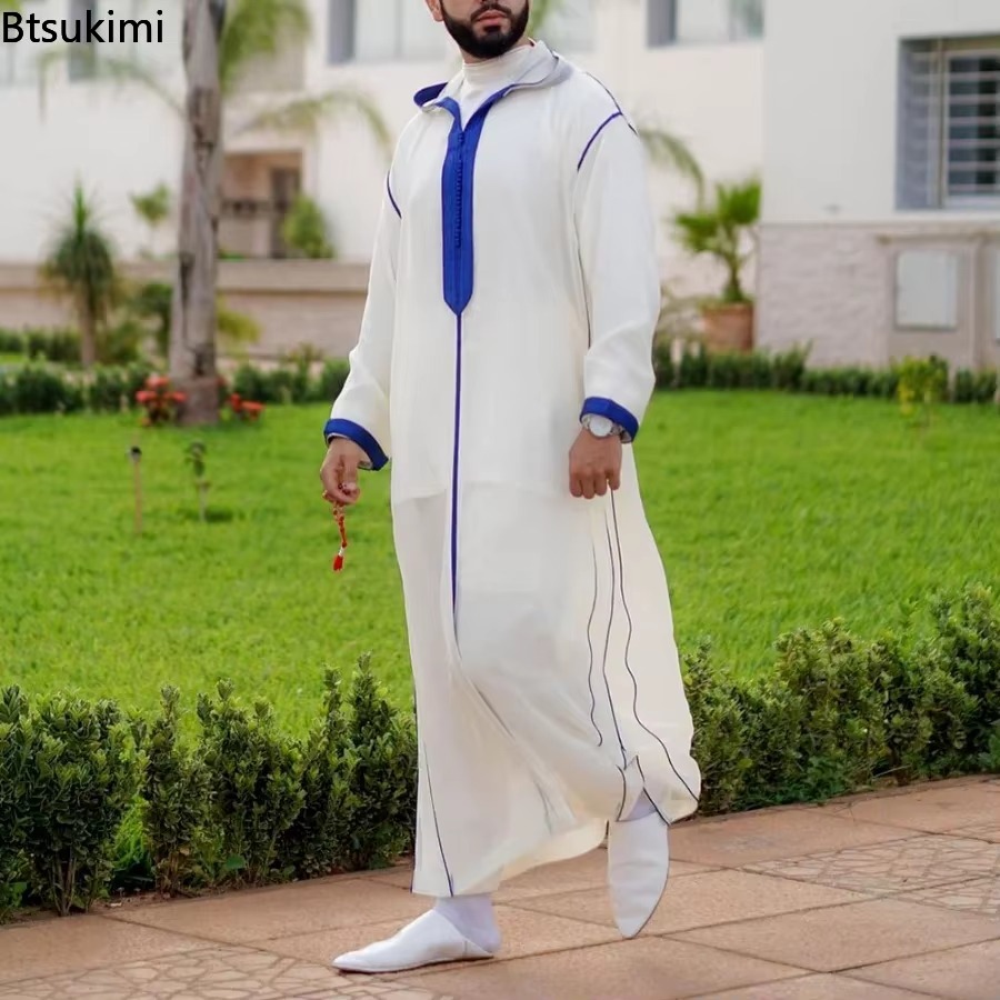 Nouveau 2026 vêtements musulmans traditionnels Eid moyen-orient Jubba Thobe hommes Thobe Robes musulmanes arabes à manches longues cadeaux pour mari