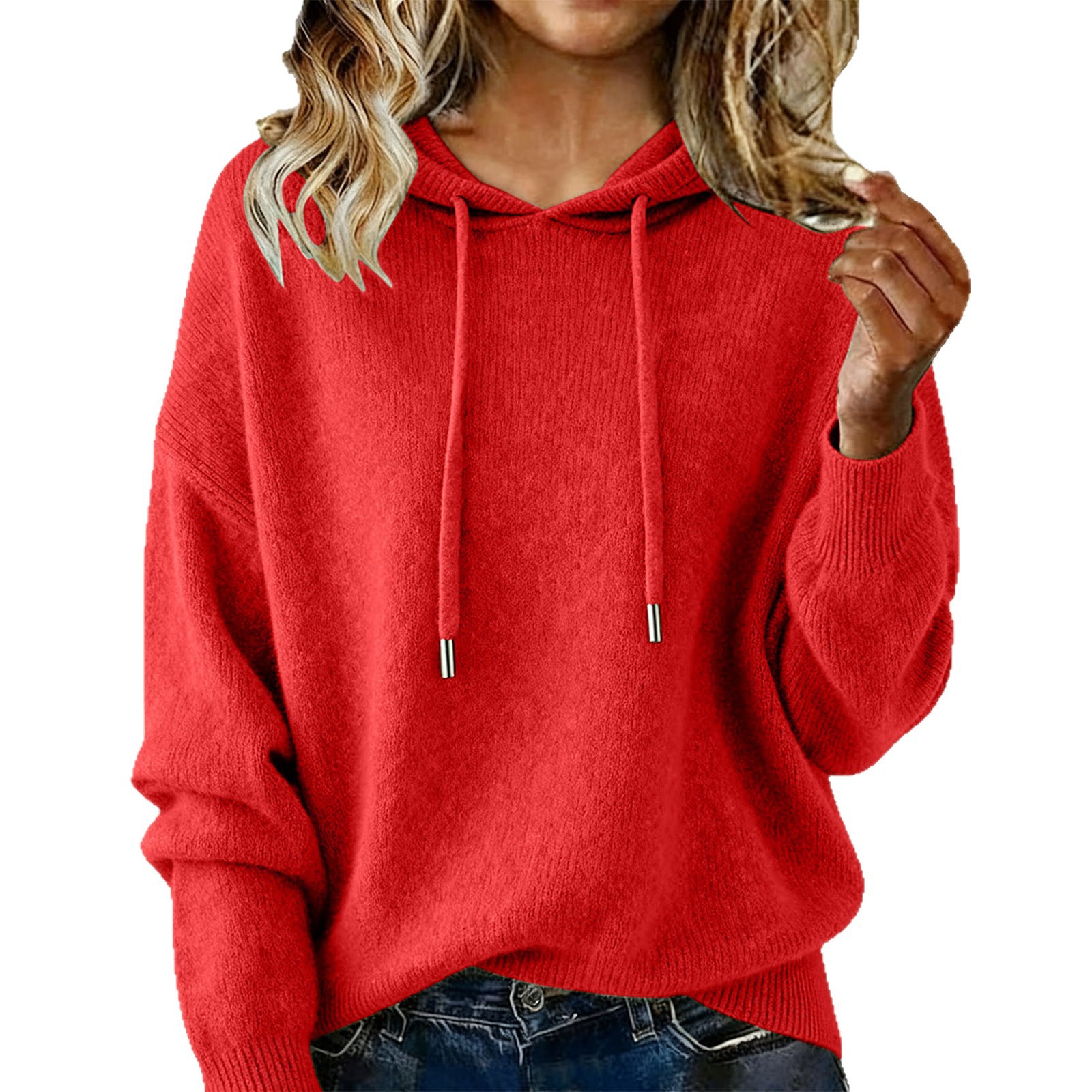 Sweat-shirt pour femme, pull à col noué, à manches longues, en tricot, pour l'automne et le printemps, XRFZC-RX99100