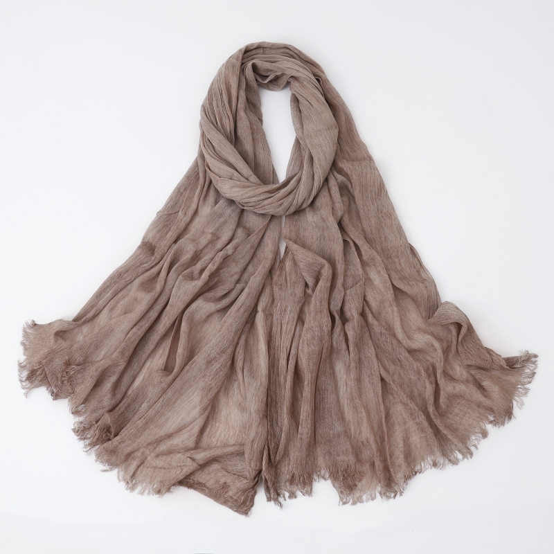 Mode coton lin écharpe froissé conception Hijab moyen-orient écharpe enveloppement populaire solide dubaï bandeau