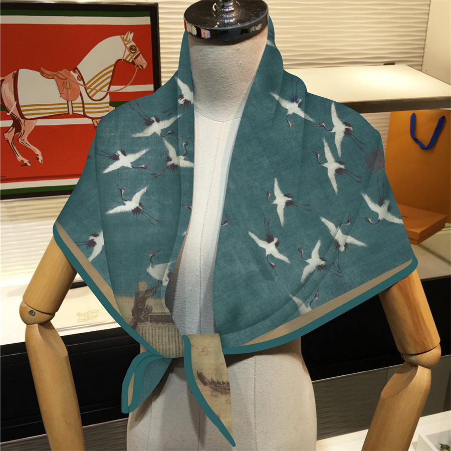 Nouveau Design châle chinois imprimé foulard en soie foulards carrés dame enveloppes foulard femme cou châle enveloppes Echarpes Hijabs 90CM