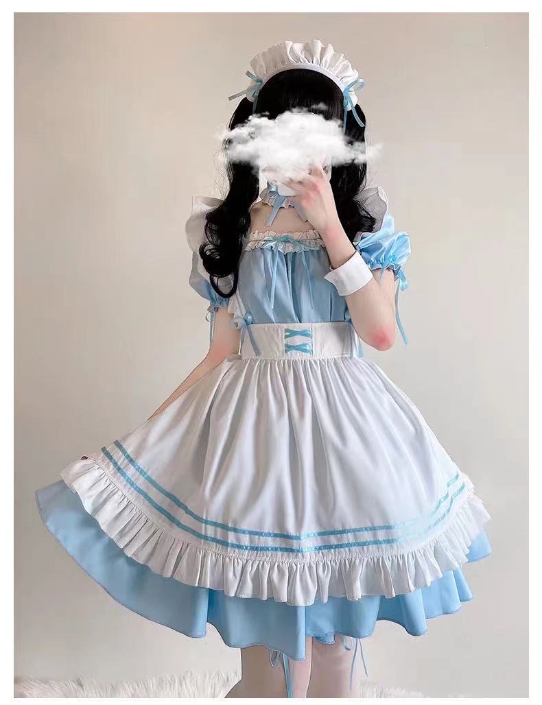 Robe longue de femme de chambre pour hommes et femmes, tenue d'anime, tablier noir et blanc, robes Lolita, costume Cosplay, 73