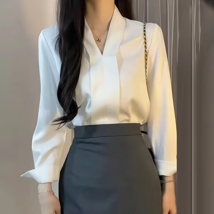Manches longues bureau dames Blouse femmes chemises décontractées hauts printemps été mode femme OL pull Blouses en mousseline de soie Blusas