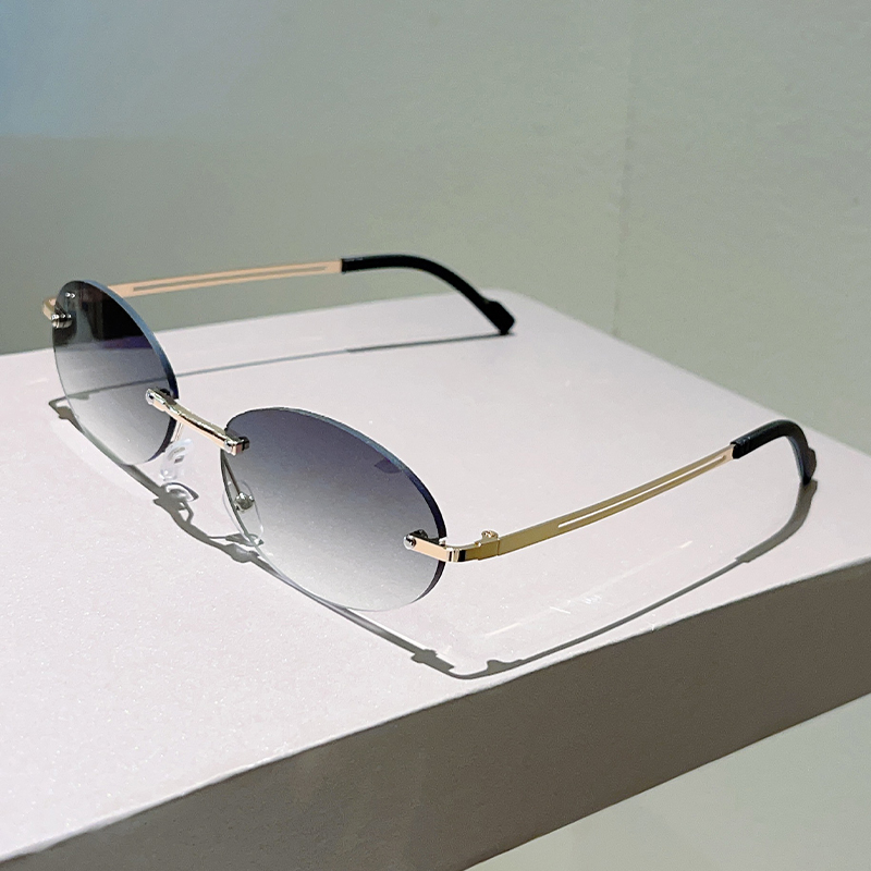 Lunettes de soleil ovales sans monture 2026 pour hommes, dégradées, tendance, pour femmes, nouveau design vintage de marque, décontractées
