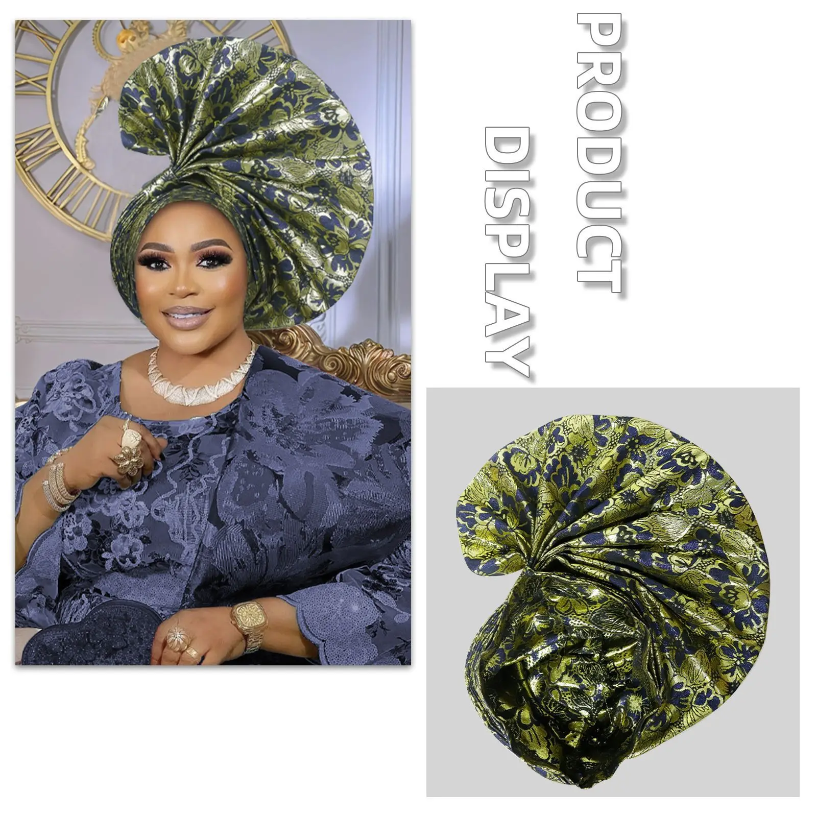 Couvre-chef en forme d'éventail exagéré pour femmes, couvre-chef pour dames africaines, couvre-chef pour fête de mariage, casquettes Turban féminines