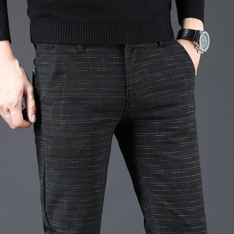 Pantalon décontracté en coton respirant et confortable pour hommes, coupe cintrée, droit, style coréen, extensible, noir, gris, bleu