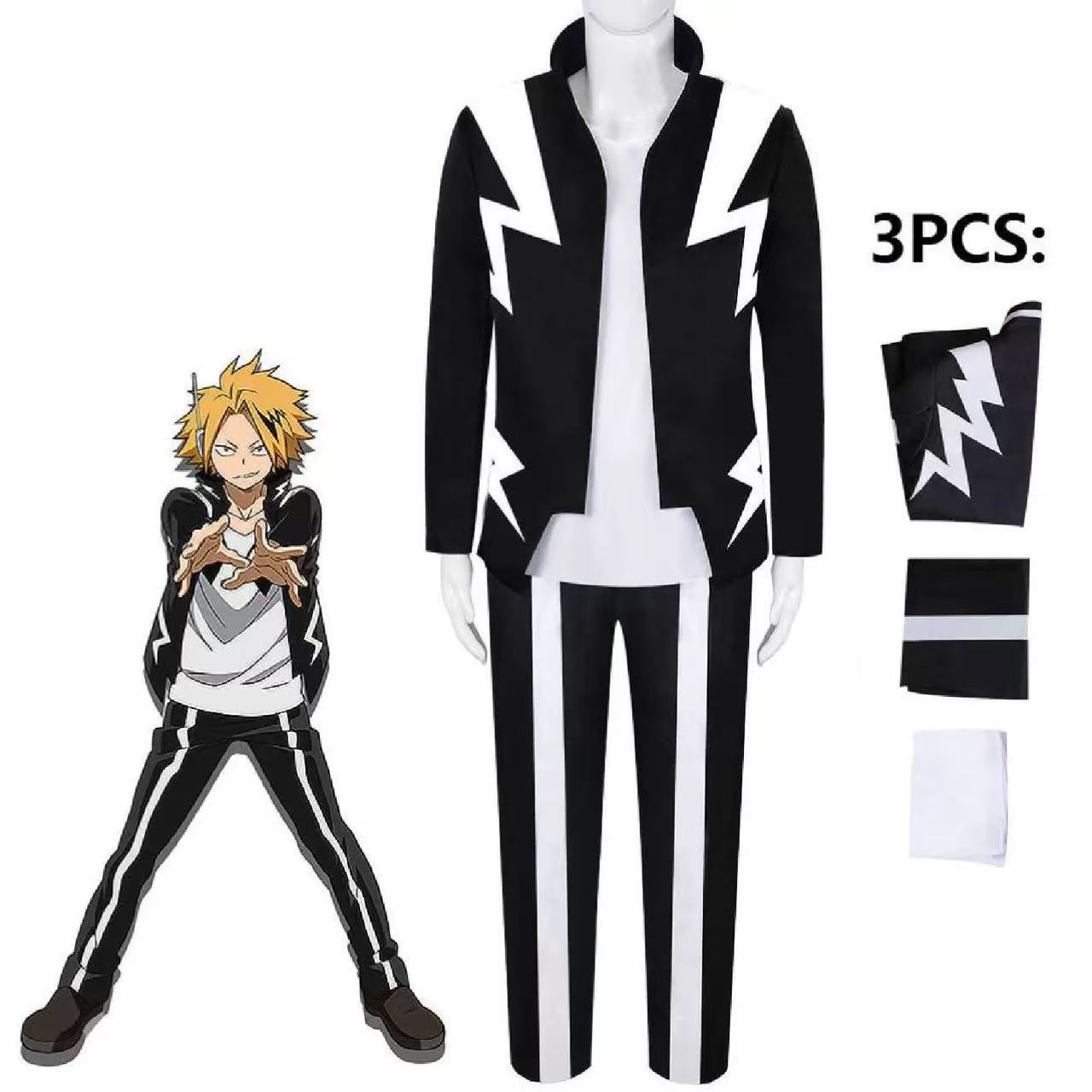 Costume de Cosplay Anime My Hero Academia, uniforme noir et blanc Kaminari Denki, tenue de fête d'halloween, de carnaval et de noël